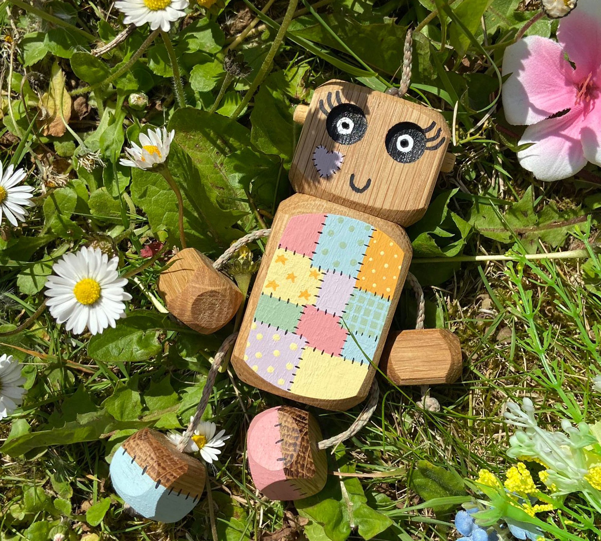 Pastel Rainbow Patchwork Ned in Oak