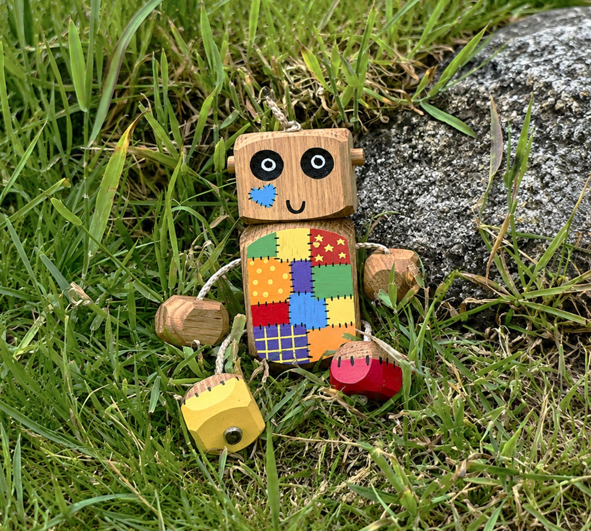 Rainbow Patchwork Ned in Oak