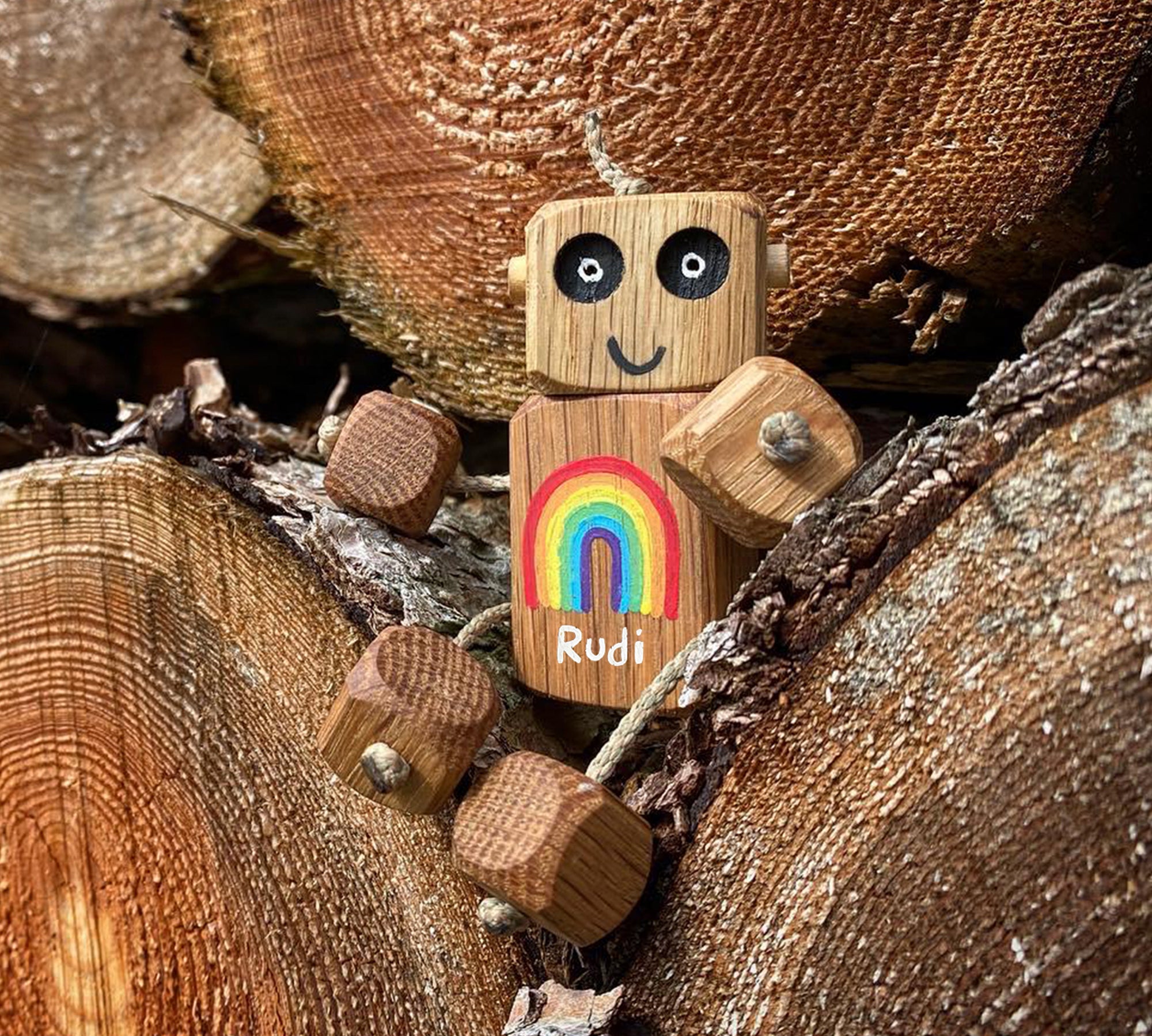 Personalised Rainbow Name Ned in Oak