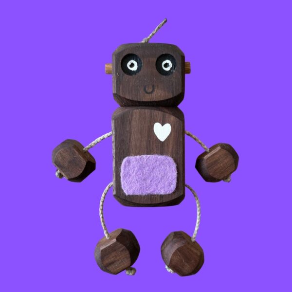 Purple felt patch ned in walnut with white heart