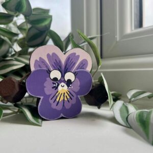 Wooden purple pansy in walnut - wooden flower toy